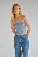 Jesse Strapless Faux Leather Western Corset