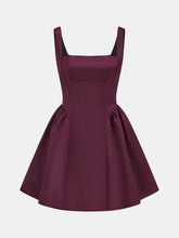 Square Neck Satin Flare Mini Dress