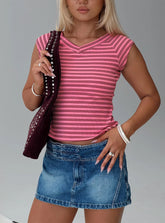 Both Still Young V Neck Top Red