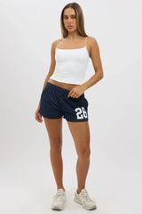 Blue Track Shorts Elastic Waist