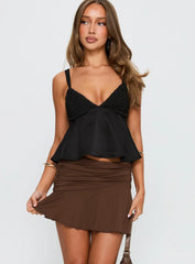 Indulge Yourself Ruched Mini Skirt Chocolate