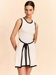 Contrast Trim Wrap Mini Dress