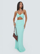 No Control Keyhole Maxi Dress Aqua
