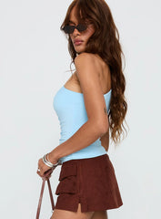 Impulse Ruched One Shoulder Top Blue