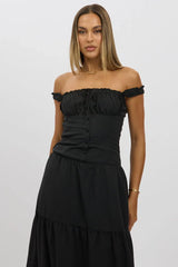 Black Maxi Dress Drop Waist