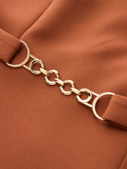 Belted Asymmetric Neckline Sleeveless Mini Dress