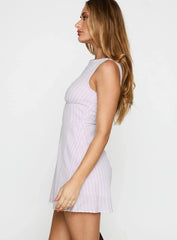 Booked And Busy Romper Lilac Stripe