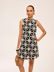 Embroidered Cotton Sleeveless Dress