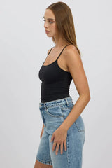 Black Cami Top Thin Strap Supersoft