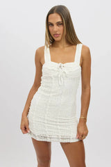 White Bodycon Dress Lace Mini