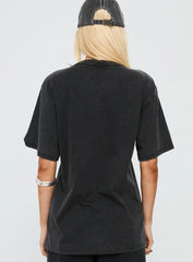 Britney Spears Gimme More Oversized Graphic Top Washed Black