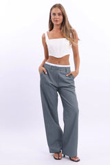 Grey Tailored Pants Boxer Wide Leg