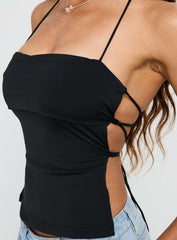 In The End Tie Back Top Black