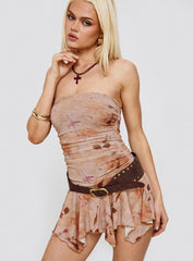 Minxie Strapless Playsuit Pink Floral