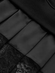 Pleated Hem Lace-Trimmed Sweatshirt Dress