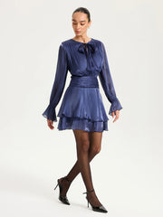 Ruched Waist Ruffle Mini Dress