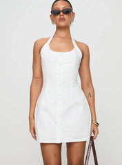 Mallorie Halter Mini Dress White