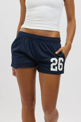 Blue Track Shorts Elastic Waist