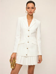 Pleated Hem Tailored Blazer Mini Dress