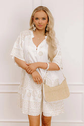 Oceanfront Villa Sequin Embroidered Mini Dress