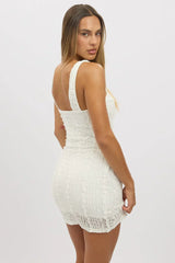 White Bodycon Dress Lace Mini
