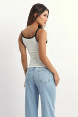 White Tank Top Sleeveless Rib