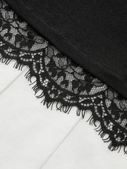 Color-Block Collared Pleated Lace Detail Mini Dress