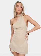 Infinito Scarf Tie Mini Dress Champagne