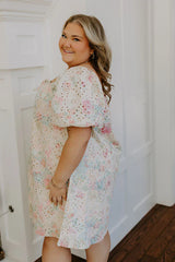 Peach Bellini Floral Eyelet Mini Dress