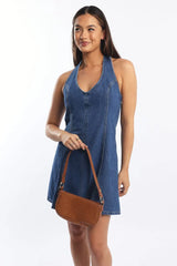 Blue Halter Neck Dress