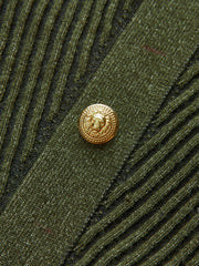 Sleeveless Textured Buttoned Fitted Sweater Dress