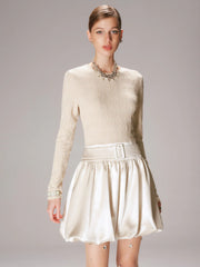 Satin Effect Panel Textured Mini Dress