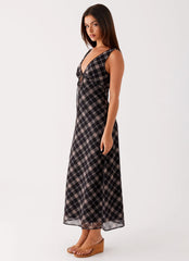 Gianna Midi Dress - Taupe Check