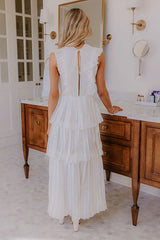 Seeking Champagne Pleated Maxi Dress In White