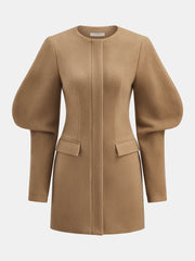 Puff Sleeve Tailored Cotton-Blend Mini Dress