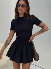 Laurita Shirred Mini Dress Black