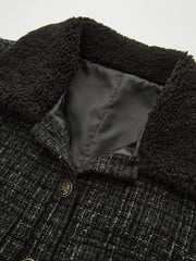 Faux Fur Collar Tweed Belted Mini Dress