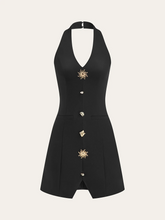 Metal Button Halter Dress
