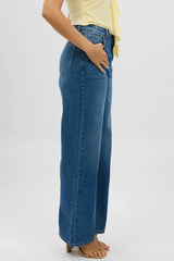 Denim Wide Leg Jeans Mid Rise