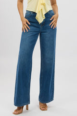 Denim Wide Leg Jeans Mid Rise