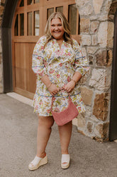 French Garden Floral Mini Dress Curves