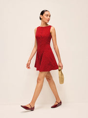 Polka-Dot Sleeveless Tie-Back Dress