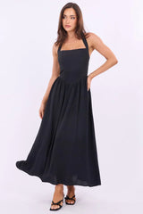 Black Maxi Dress Halter Neck