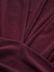 Deep V-Neck Ruched Long-Sleeve Mini Dress