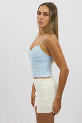 Blue Mesh Singlet Top Lace Insert