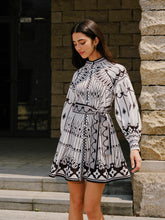 Linen Blend Long Sleeve Belted Dress