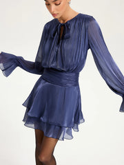 Ruched Waist Ruffle Mini Dress