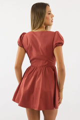 Red Mini Dress Ribbon Detail