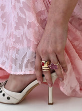 Rosellah Ring Set Gold / Pink