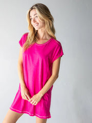 Frankie Knit Tee Dress - Pink